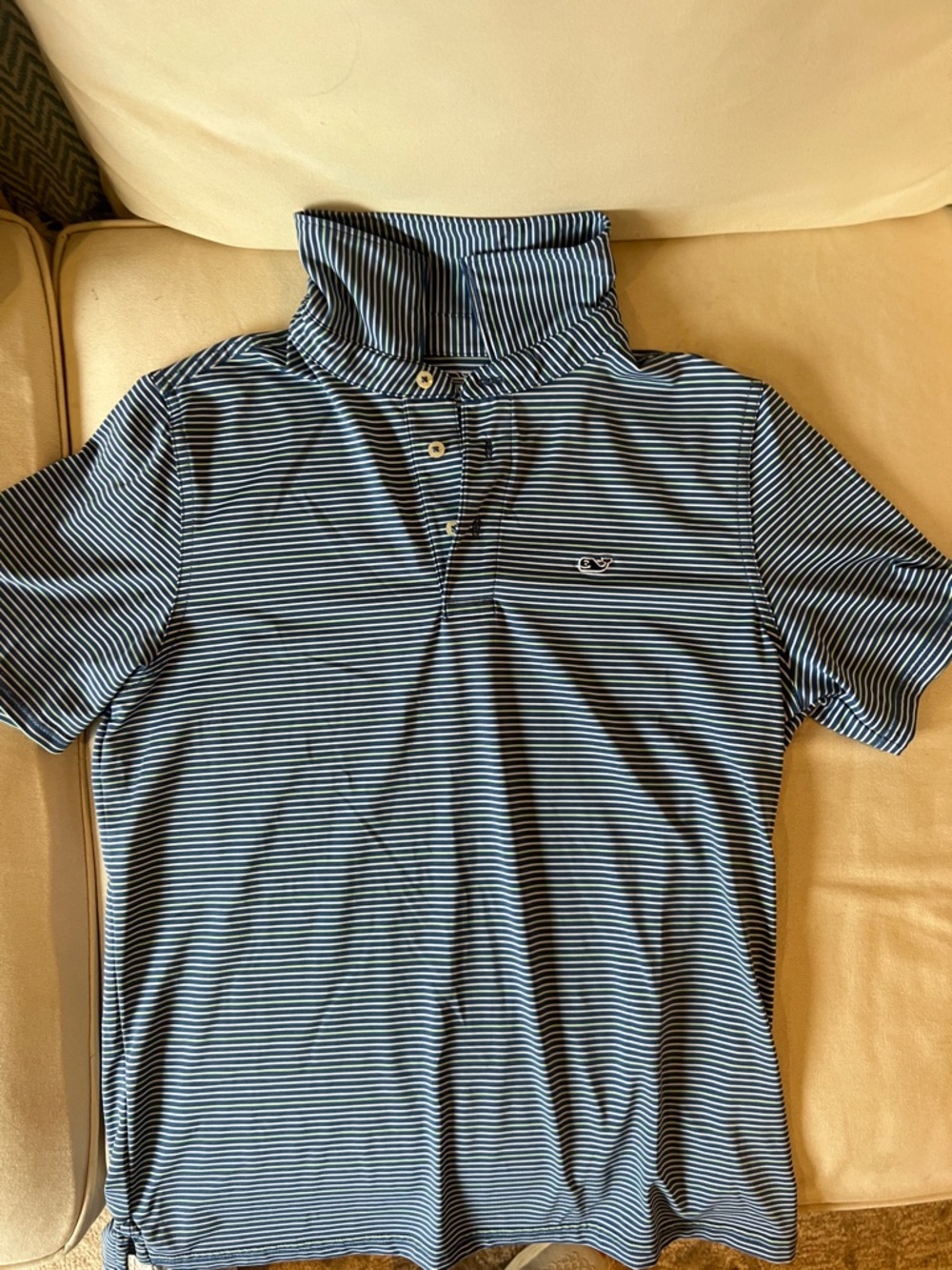 Boys Blue Striped Polo Shirt